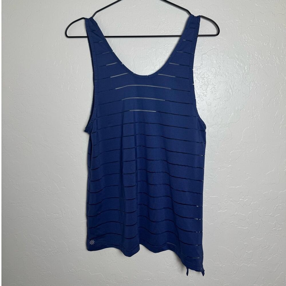 Athleta Navy Blue Sheer Striped Max Out Tank